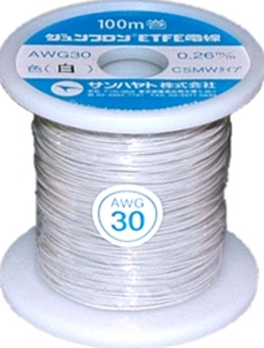 サンハヤト　ジュンフロンETFE電線　AWG30-100m:白
