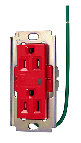 明工社　ML医用接地埋込ダブルコンセント(B形)Sタイプ　通電表示ランプ付　赤　ML1272T45R