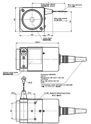 緑測器　接触式ワイヤー型リニアセンサ　CP-45F-50LS 10Kｵｰﾑ