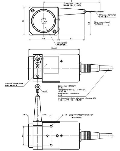 緑測器　接触式ワイヤー型リニアセンサ　CP-45F-200LS 2Kｵｰﾑ