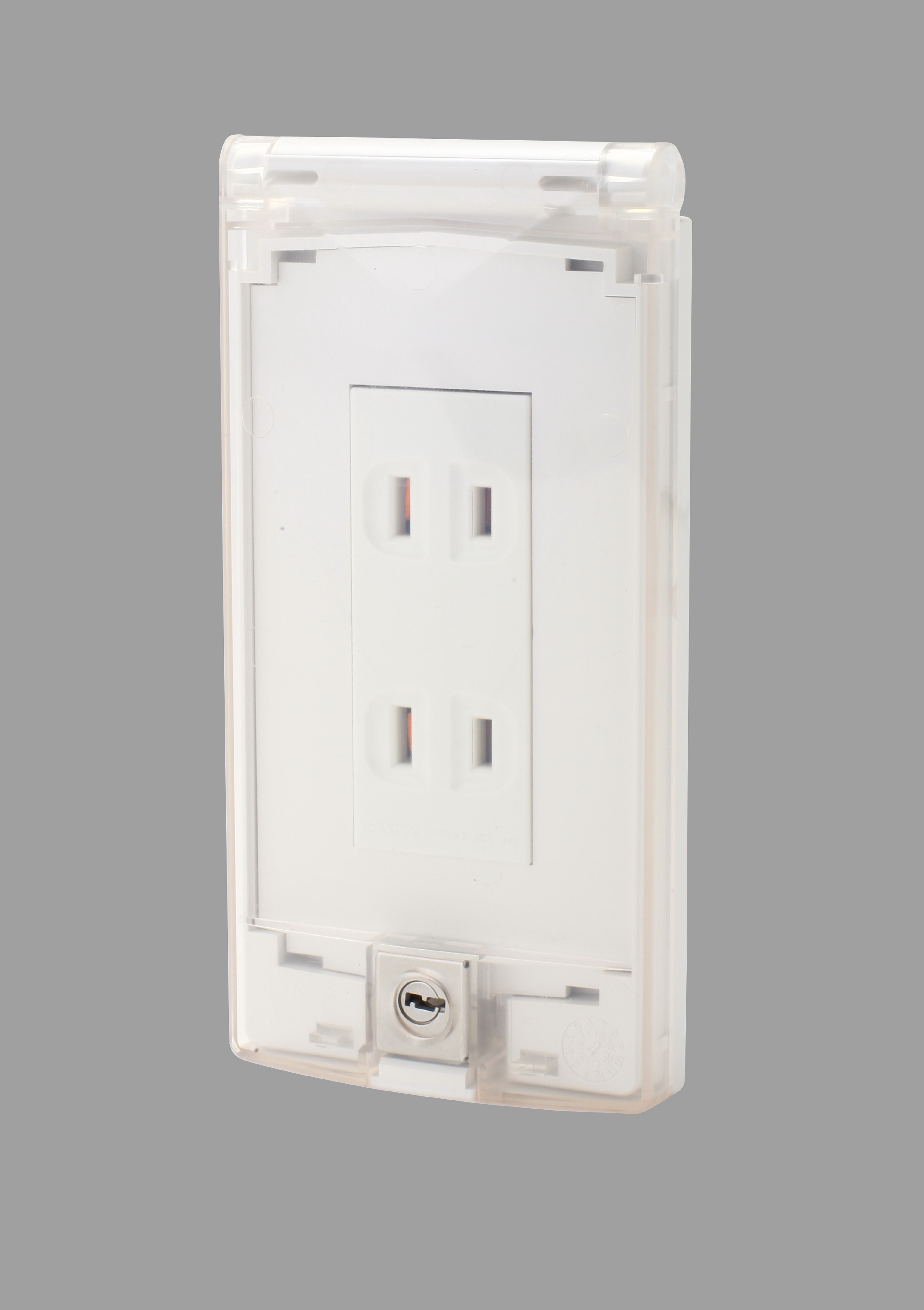 TERADA　壁コンセント用セキュリティーカバー 透明スリムくん 鍵付　RDS30200CL